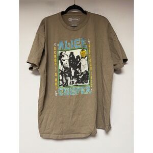 Alice Cooper Schools Out US Tour 1972 Graphic T-Shirt Tan Mens 2XL 8029